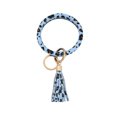 Leopard Print Pattern PU Imitaition Leather Bangle Keychains