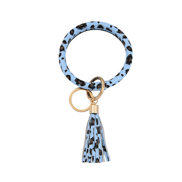 Leopard Print Pattern PU Imitaition Leather Bangle Keychains