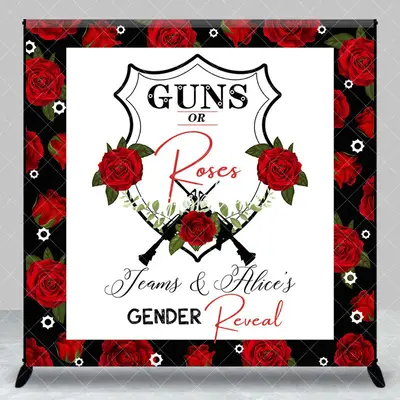 Dense Red Rose Custom Name Gender Reveal Backdrop - Aperturee