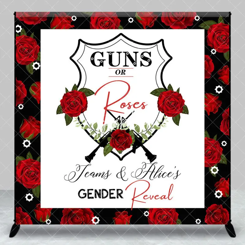 Dense Red Rose Custom Name Gender Reveal Backdrop - Aperturee