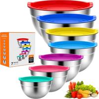 Stainless Steel Mixing Bowls with Lids 7PCS - Versatile Sizes 0.7 to 7 QT, BPA-Free, Airtight Lids, Nested & Space-Saving Des...
