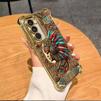 Mysterious Maya style totem personalized phone case Suitable For SAMSUNG GALAXY S22 S23 S24 FE ULTRA PLUS electroplated anti ...