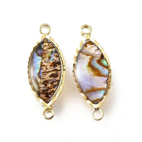 Brass Pave Natural Paua Shell Connector Charms