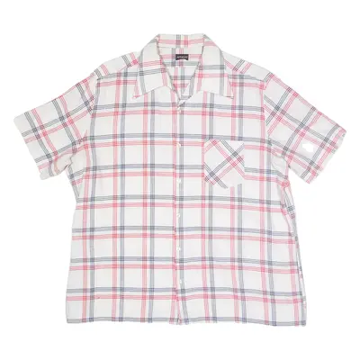 ALPENLAND Shirt White Check Short Sleeve Mens L