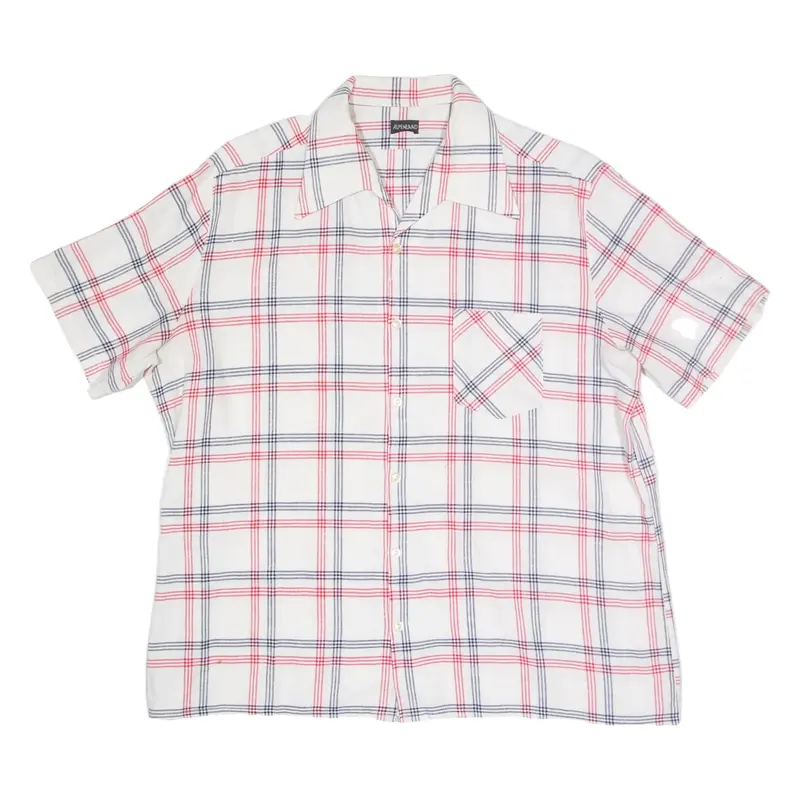 ALPENLAND Shirt White Check Short Sleeve Mens L