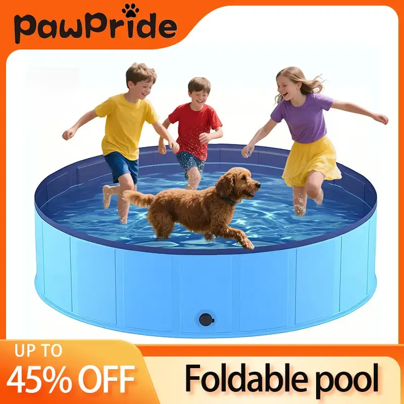 INSTANT COOL! Foldable Pet Pool with Non-Slip Bottom | For Dogs, Cats & Kids!  cooling mat for dog，Backyard/Beach Ready | G...