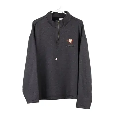 Tasmanian Devil Warner Bros Embroidered 1/4 Zip - XL Black Cotton Blend