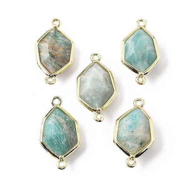 Natural Amazonite Faceted Connector Charms