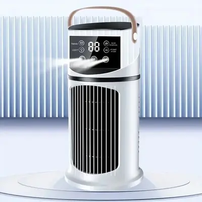 Portable USB Power Fan with Adjustable Humidity, 9-Speed Spray Design, Night Light, Wide-Angle Airflow, Smart Timer, Ideal fo...