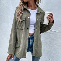 ChicMe Women's Turn-down Collar Long Sleeve Button Down Waffle Knit Shacket Loose Fit Coat with Pockets Casual Jacket Easy We...