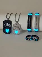 Heart Design Luminous Couple Pendants Necklace & Bracelet & Ring Set, Fashion Jewelry for Party, Daily Clothing Decor, Trendy...