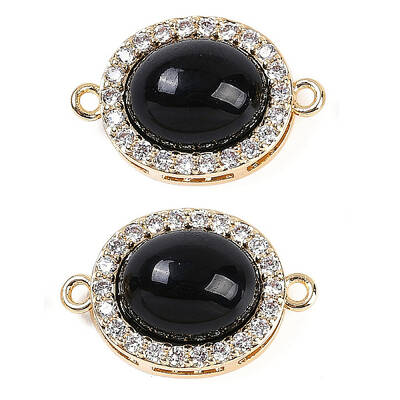 Brass Micro Pave Clear Cubic Zirconia Connector Charms