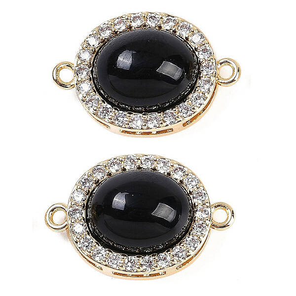 Brass Micro Pave Clear Cubic Zirconia Connector Charms