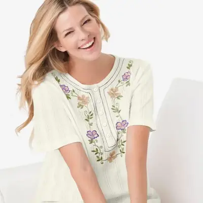 7-Day Embroidered Pointelle Tunic