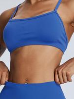 Women's Solid Color Criss Cross Backless Sports Bra, Breathable Comfortable High Stretch Sports Vest, Workout Tops, Ladies Sp...