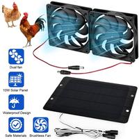 Solar Waterproof Powered Fan Kit 10W Solar Panel Dual High Speed DC Exhaust Fan