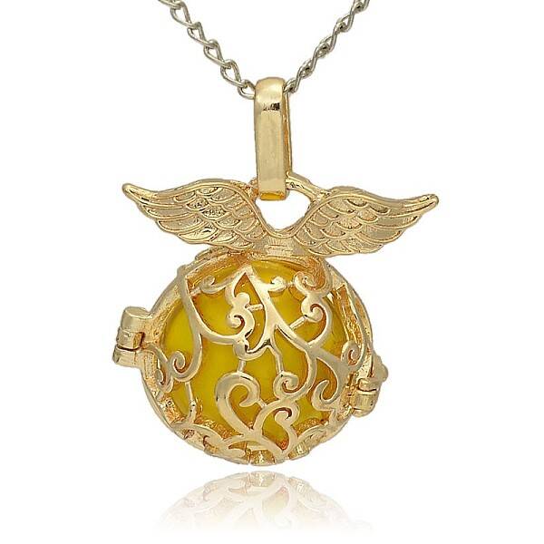 Golden Tone Brass Hollow Round Cage Pendants