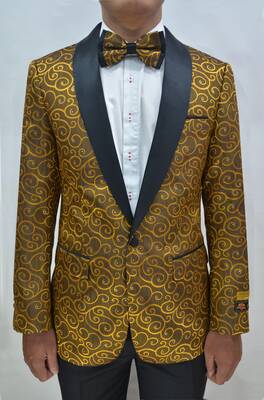 Paisley-300 Gold/Black - Mens Wholesale Blazers
