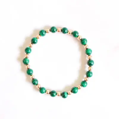 Malachite and Copper Crystal Stretch Bracelet- PROTECTION | CONFIDENCE | LOVE