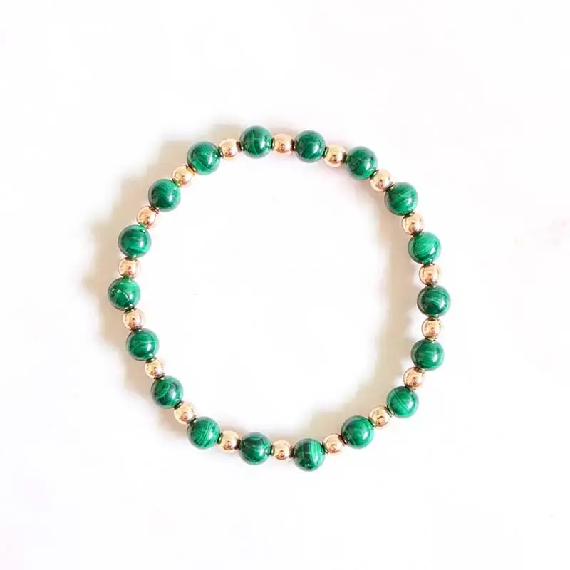 Malachite and Copper Crystal Stretch Bracelet- PROTECTION | CONFIDENCE | LOVE
