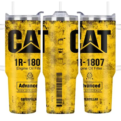 Portable Cat Engine Oil Filter Mechanic Dirty Tumbler, 1 Count/40oz Stainless Steel Tumbler with Lid, Vacuum Insulated Tumble...
