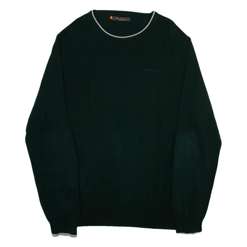 BEN SHERMAN Mens Jumper Green Tight Knit 2XL