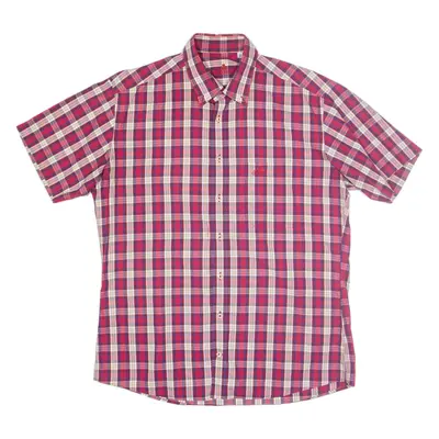 ADIDAS Shirt Red Check Short Sleeve Mens L