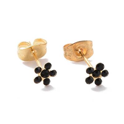 Rhinestone Flower Stud Earrings with 316L Surgical Stainless Steel Pins