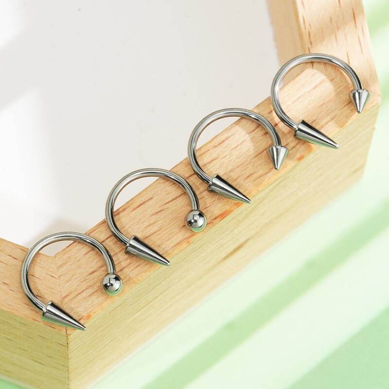4PCS Spike and Ball Ends Horseshoe Septum Ring Set - 10mm