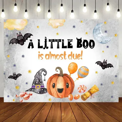 Little Boo Pumpkin Halloween Baby Shower Backdrop - Aperturee