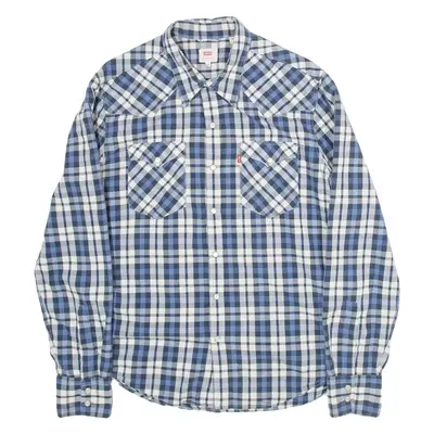 LEVI'S Mens Shirt Blue Check Long Sleeve M