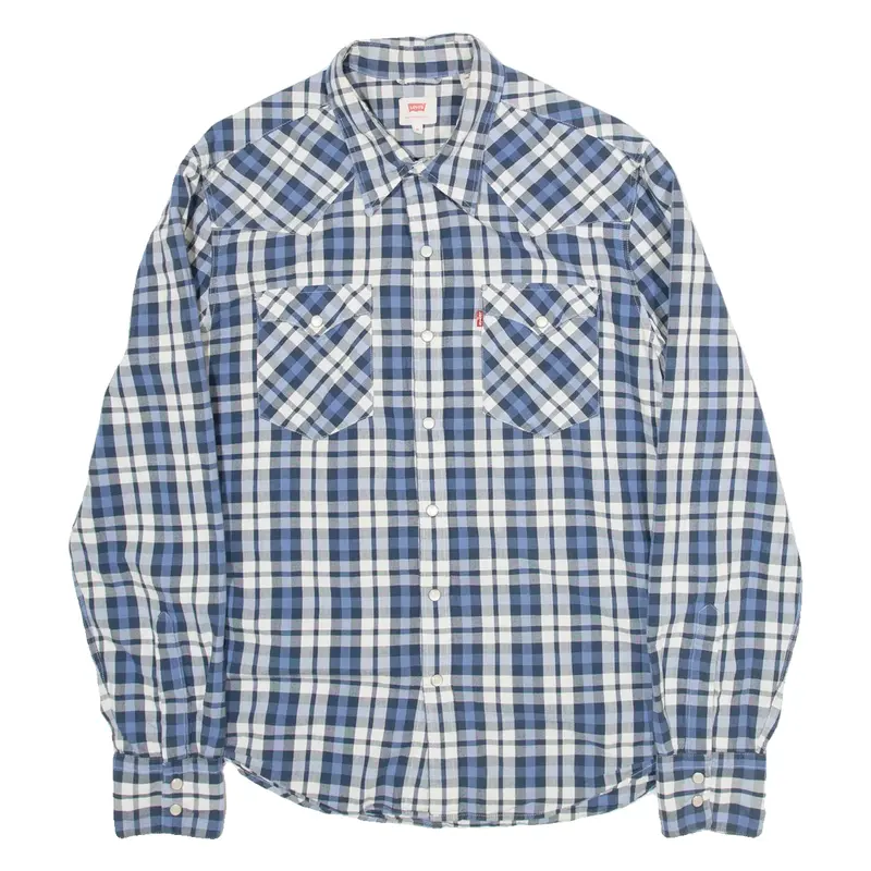 LEVI'S Mens Shirt Blue Check Long Sleeve M