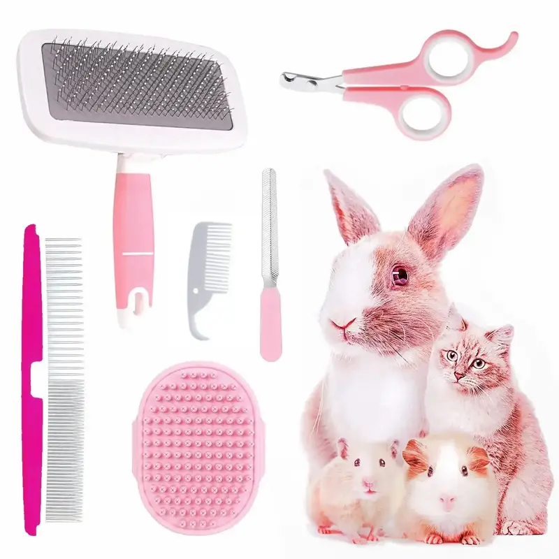 Pet Grooming Kit, 6 Counts/set Pet Grooming Supplies, Including Pet Hair Removal Comb, Shampoo Brush, Pet Grooming Comb, Smal...