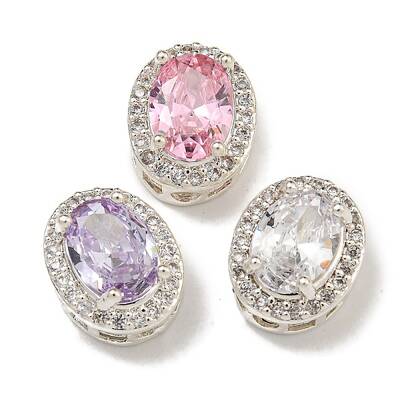 Brass Micro Pave Cubic Zirconia Beads