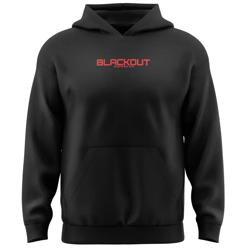 Hoodie Blackout Coffee Logo Red on Black, 2X-LARGE