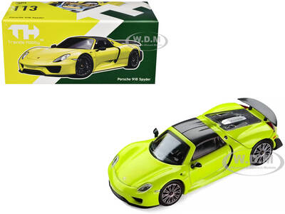 Porsche 918 Spyder Acid Green with Carbon Top 1/64 Diecast Model Car by Trends Hobby