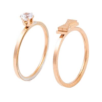 Bowknot 304 Stainless Steel Finger Ring Set for Women