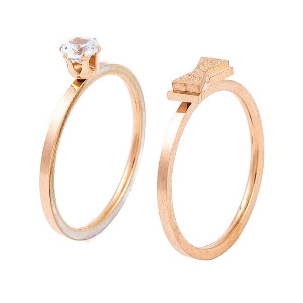 Bowknot 304 Stainless Steel Finger Ring Set for Women