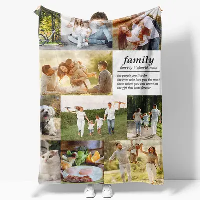Aperturee Personalized Family Love Stitched Photos Blanket | Custom Made Blankets With Pictures | Custom Blanket With Picture...