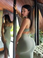 Women's Solid Color Cami Dress, Fashion Casual Spaghetti Strap Bodycon Dress for Daily Outdoor Wear, Ladies Dress for Summer,...