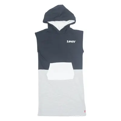 LEVI'S Hooded Jumper Dress Grey Short Sleeve Knee Length Girls UK 6
