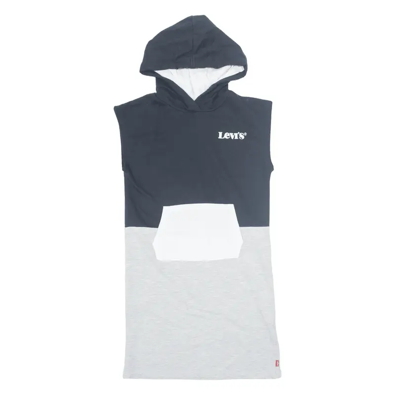 LEVI'S Hooded Jumper Dress Grey Short Sleeve Knee Length Girls UK 6