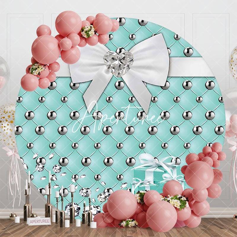 Tiffany Blue Diamond Tie Round Birthday Backdrop - Aperturee