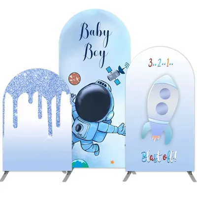 Aperturee Light Blue Glitter Astronaut Double Sided Arch Backdrop Kit | Chiara Arch Backdrop Diy | Chiara Wall Backdrop | Rou...