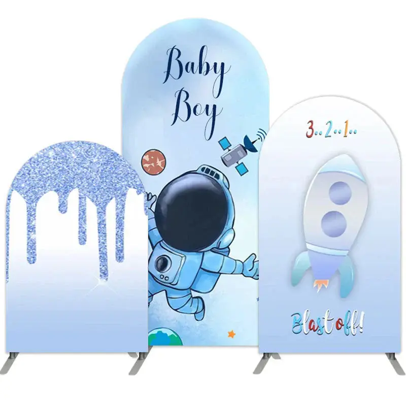 Aperturee Light Blue Glitter Astronaut Double Sided Arch Backdrop Kit | Chiara Arch Backdrop Diy | Chiara Wall Backdrop | Rou...