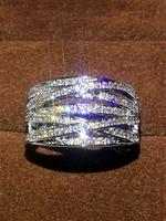 Women's Elegant Rhinestone Decor Wide Promise Ring, Exquisite Trendy Engagement Ring, Chic Gorgeous Jewelry As Gift for Girlf...