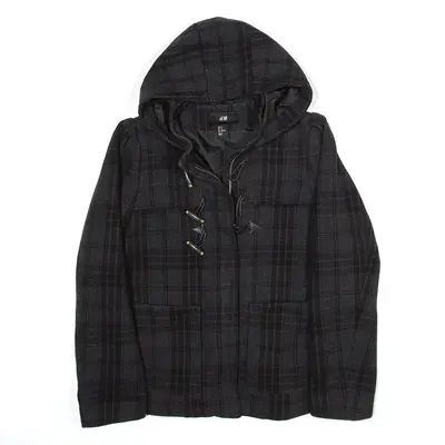 H&M Wool Blend Jacket Black Check Womens S