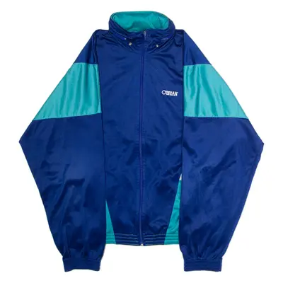 O'BRIAN Mens Track Jacket Blue 90s Hooded Colourblock L