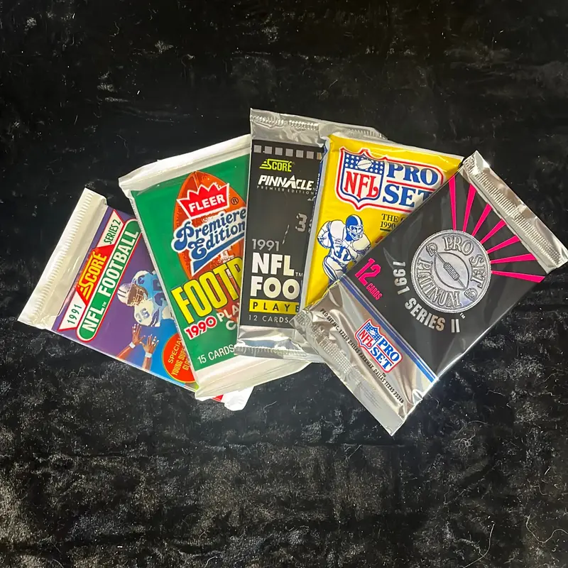 Five Packs of Football Cards from the 1990’s