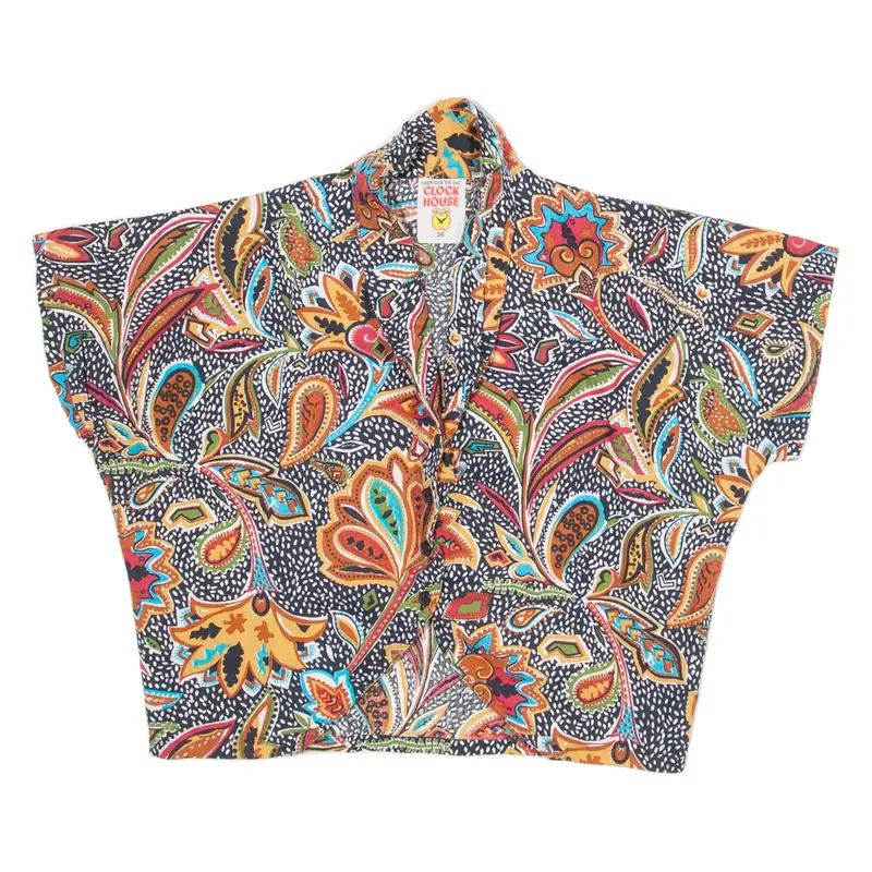 CLOCKHOUSE Womens Shirt Top Black Crazy Pattern S